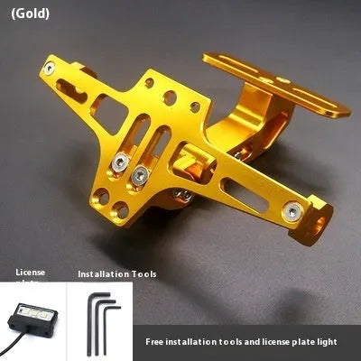 Aluminum alloy license plate holder support bracket with integrated lights in black finish