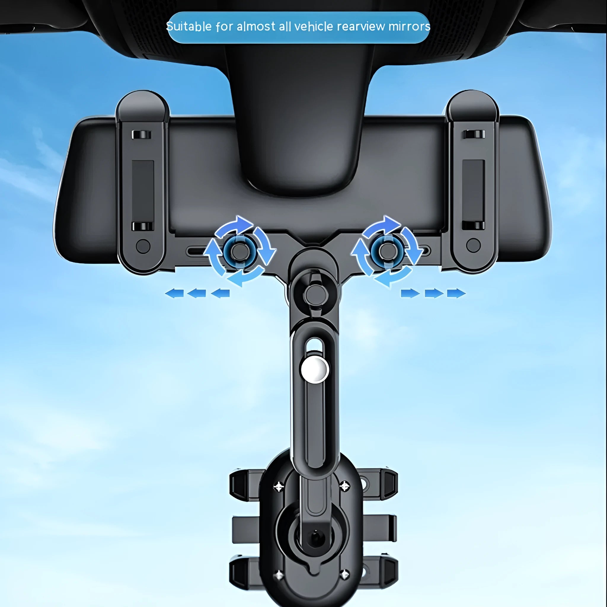 Black ABS plastic rear view mirror bracket with adjustable folding rod mechanism