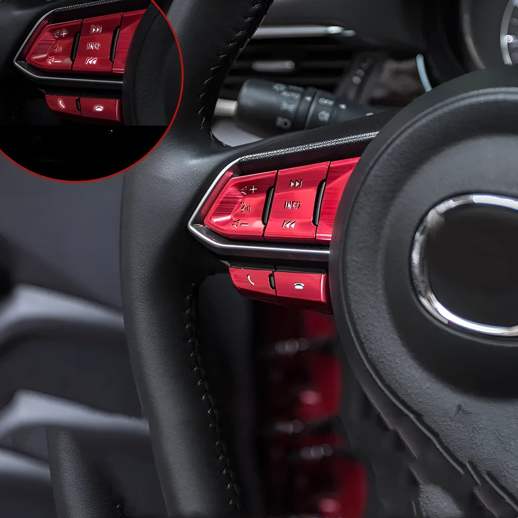 Aluminum alloy car decorative sticker kit with steering wheel button covers and interior accessories