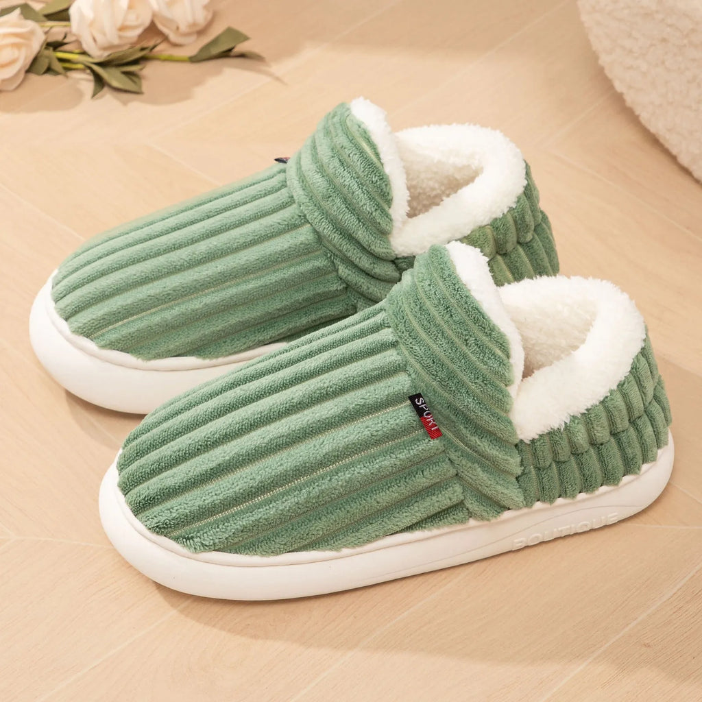 Women's cotton winter slippers with corduroy inner, low top, flat heel, available in various colours and sizes 36-47