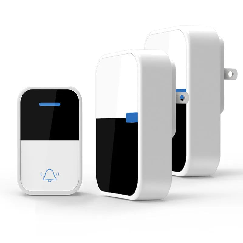 White plastic self-generating wireless doorbell with receiver and transmitter, EU plug option