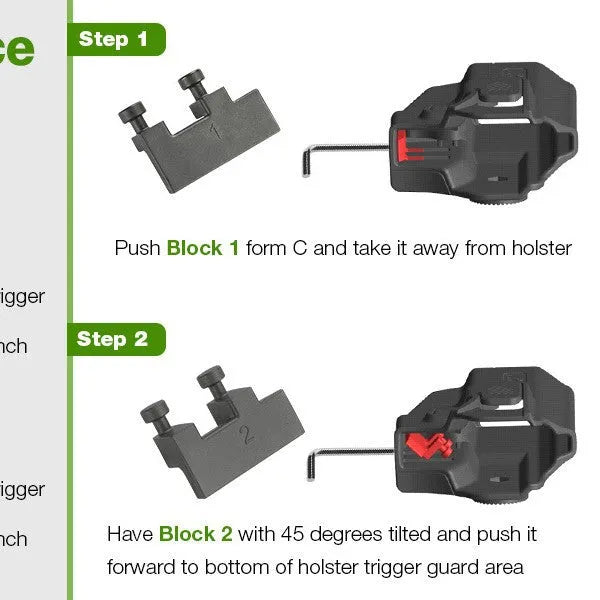 Universal compact full-size quick-draw holster in black with magazine sleeve, left and right hand options