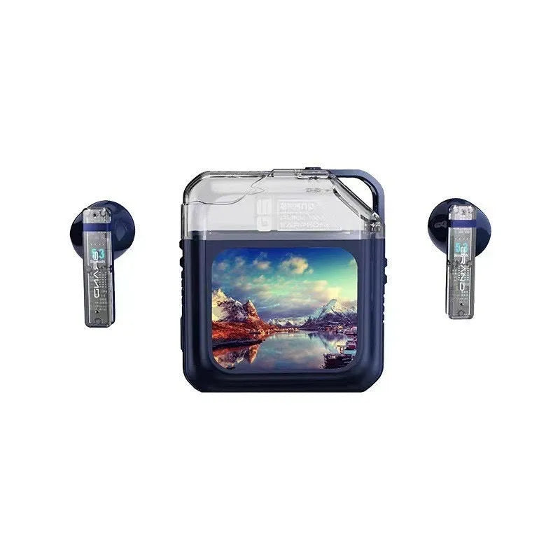 In-ear sport headset with touch colour screen and digital display in black colour