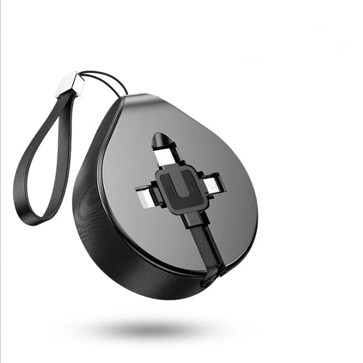 Telescopic 3-in-1 fast charging cable extended to 1 metre with magnetic connectors