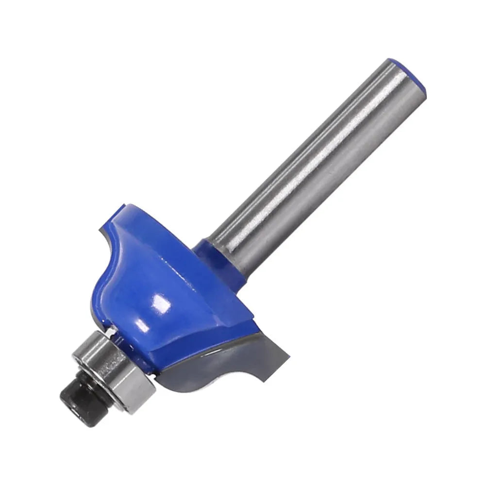 Blue-coated cemented carbide door pattern router bit with 27mm cutting diameter and 6.35mm stem
