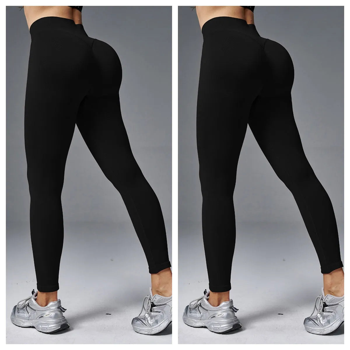 Peach hip tight mid waist yoga pants in cotton blend fabric for fitness and running