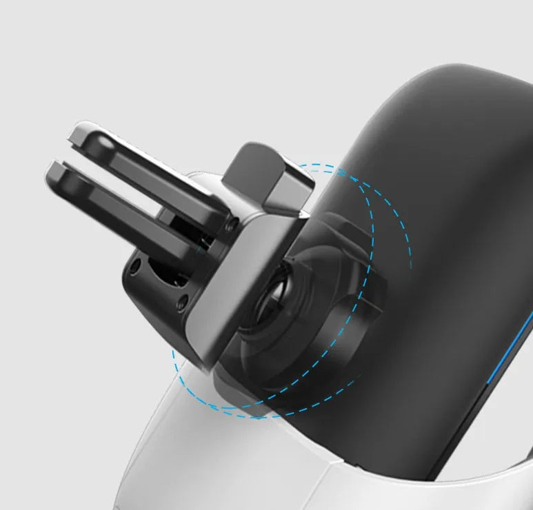 Black car wireless charger phone holder with air outlet clip and Micro USB port closed position