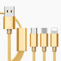 Three-in-one Micro USB mobile phone charging cable in multiple colours with 1.2m length