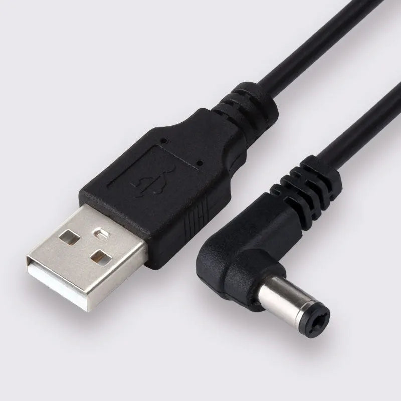 USB to 5.5x2.1mm DC power cord 1m straight head black cable