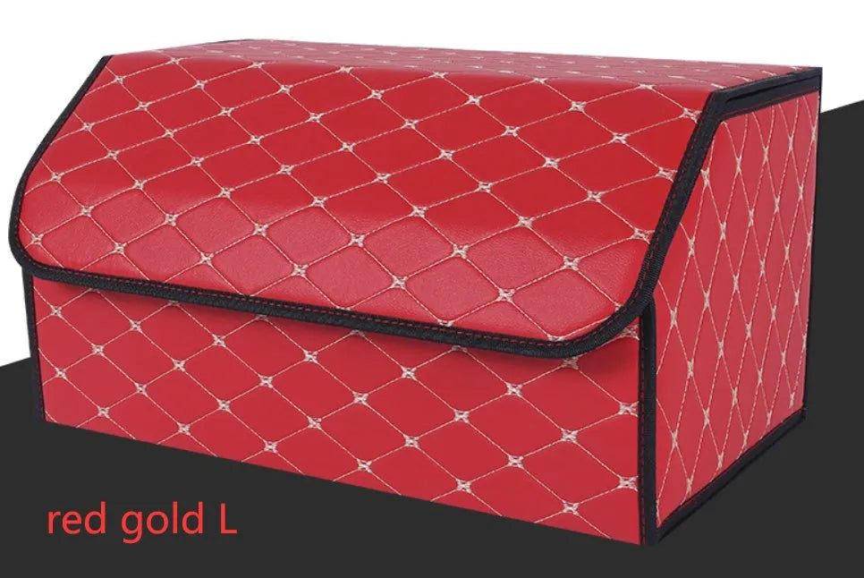 Leather car organiser storage box in Black, size Large 30x30x55cm on car back seat