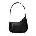 Genuine leather ladies shoulder bag with half moon design and wide strap