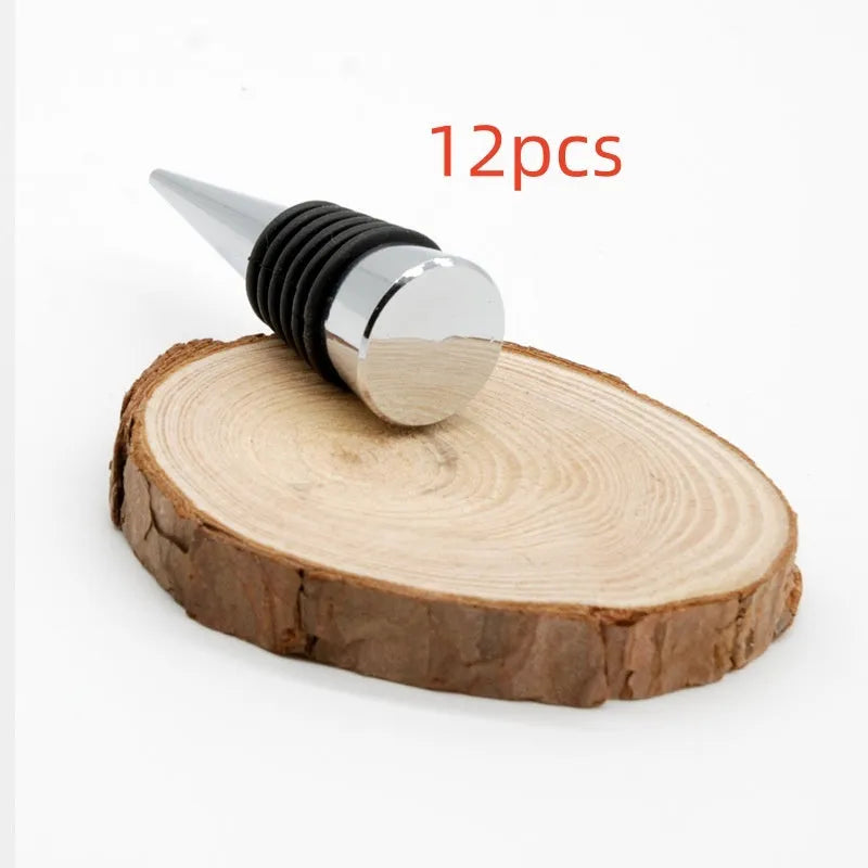 Silver zinc alloy threaded wine bottle stopper with silicone seal for M8 and M10 openings