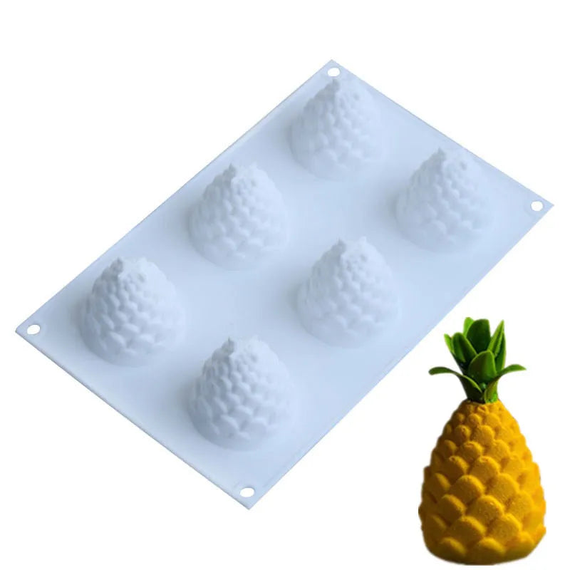Silicone fruit mould for Italian mousse desserts with pineapple and pine cone designs