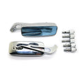 Pair of motorcycle rearview mirrors with glass lens and aluminium alloy cover, 115x45mm, retro style