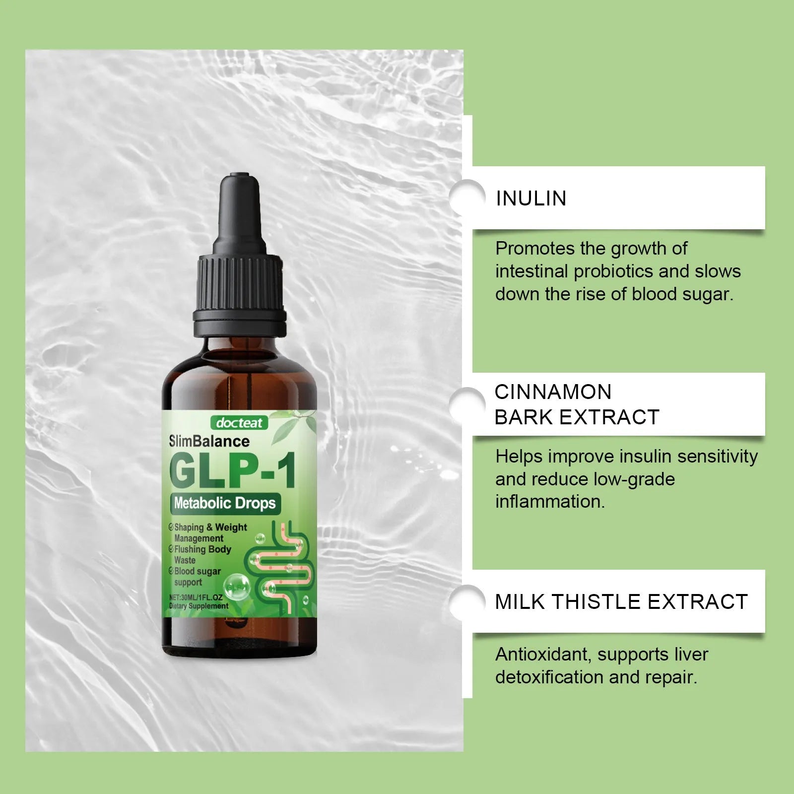 Balanced Intestinal Dietary Supplements 30ml droplet bottle with inulin and botanical extracts