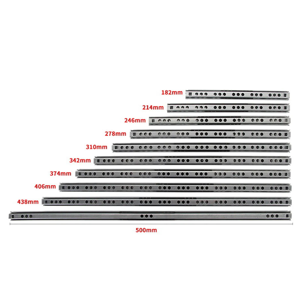 Two-section ultra-narrow drawer slide rail 17mm width 100LB telescopic metal track