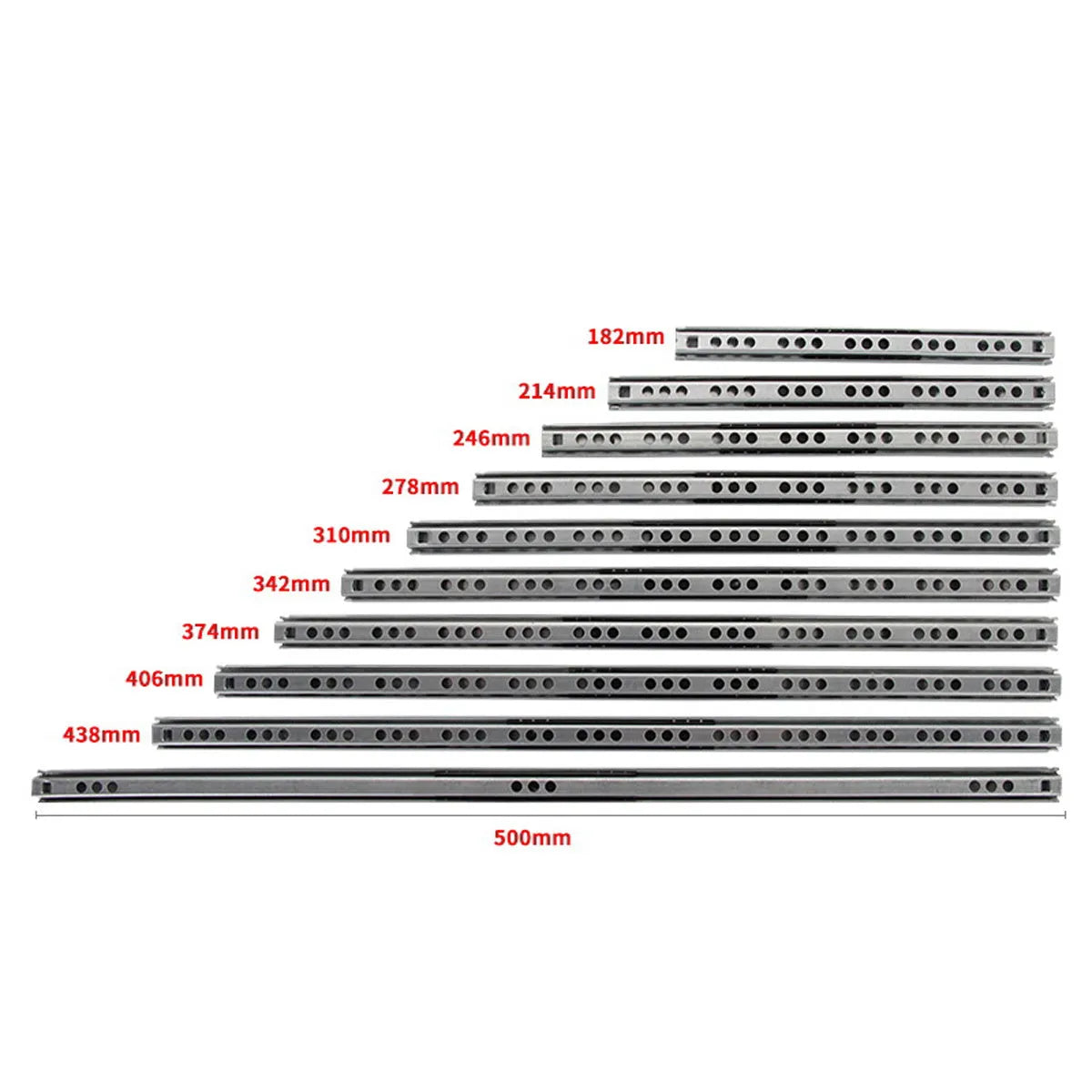 Two-section ultra-narrow drawer slide rail 17mm width 100LB telescopic metal track
