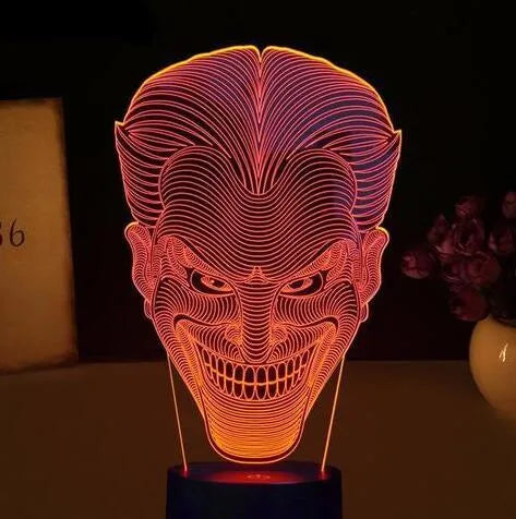 USB-powered 3D LED lamp showing seven colour options with touch control and compact desktop design