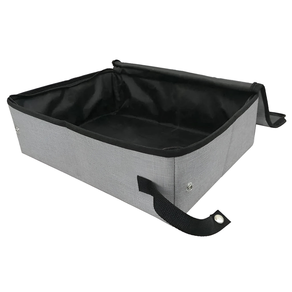 Foldable waterproof cat litter basin with lid in Grey, medium size 45x35x12.5 cm