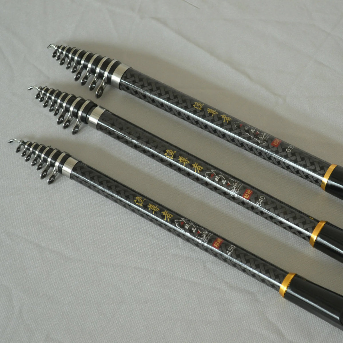 Carbon fibre fishing rod for rock fishing, available in multiple lengths from 3.6 to 6.3 metres