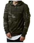 Men's camouflage hoodie in green O-neck full sleeve regular fit hooded sweatshirt polyester acetate blend
