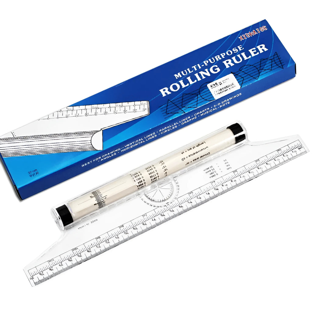 30 cm long plastic rolling ruler for multifunctional technical drawing and drafting