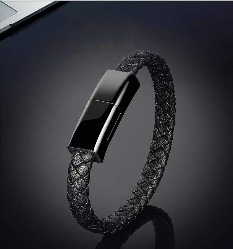 Brown double line bracelet charging cable with single head connector measuring 22.5cm length