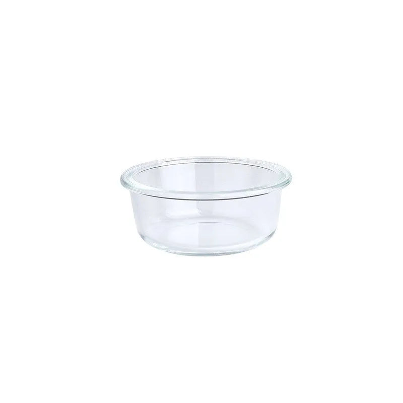 Clear glass cat bowl with 14.7cm diameter and 480ml capacity on stainless steel stand