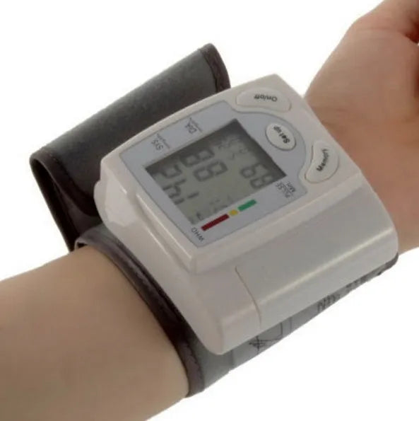 Grey portable wrist blood pressure monitor with compact 70mm width design