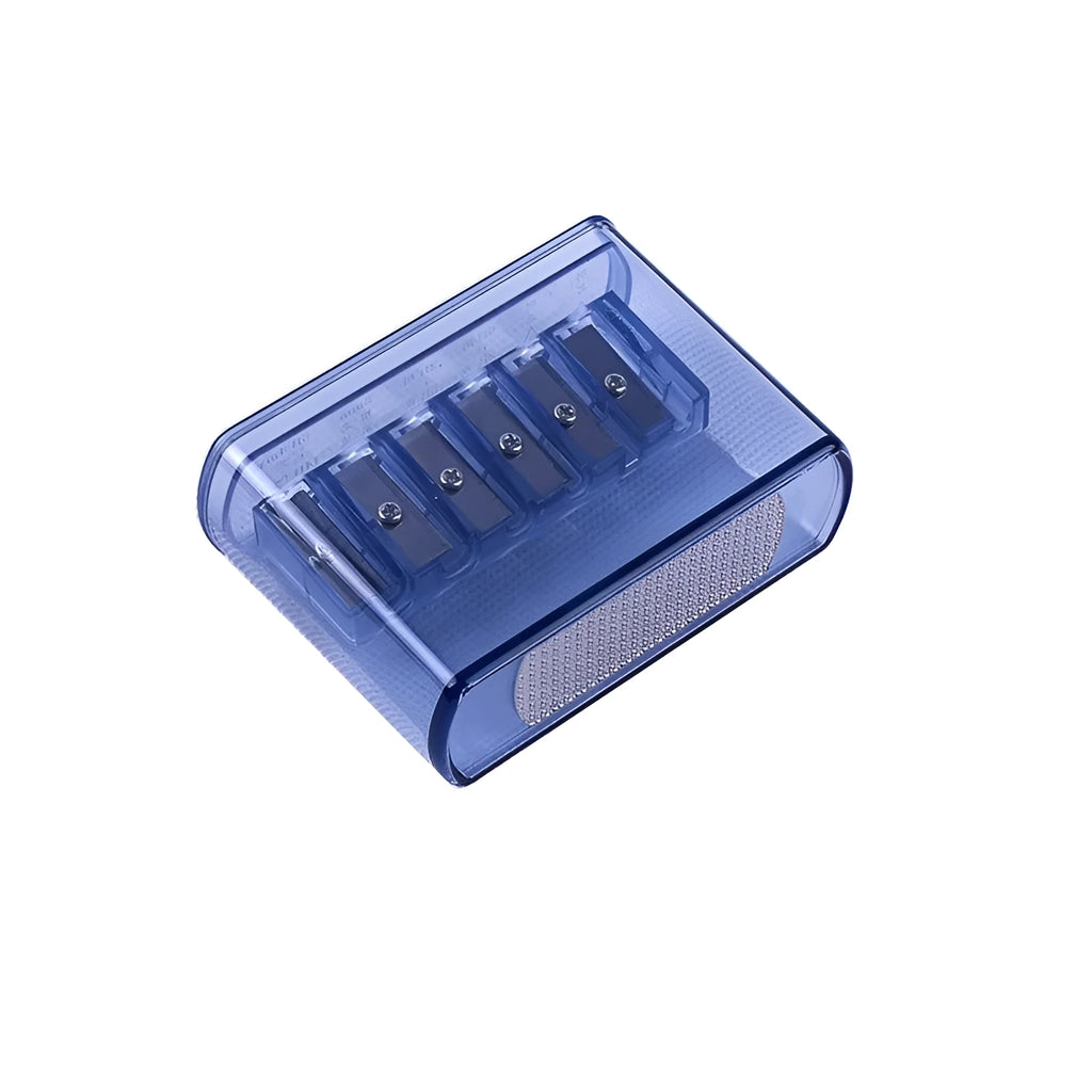Manual pencil sharpener model LK06 with six holes in ABS plastic body, blade included