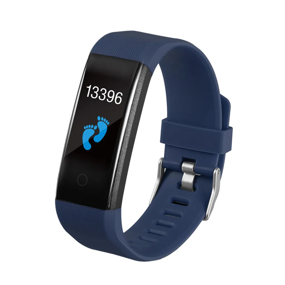 Children's Bluetooth smart bracelet in black with step counting message reminder sleep monitoring touch operation
