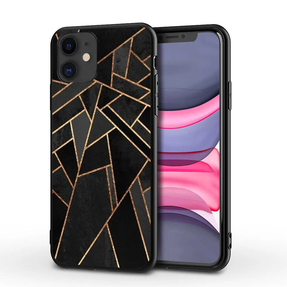 Marble pattern back cover iPhone case showing TPU and PC construction.