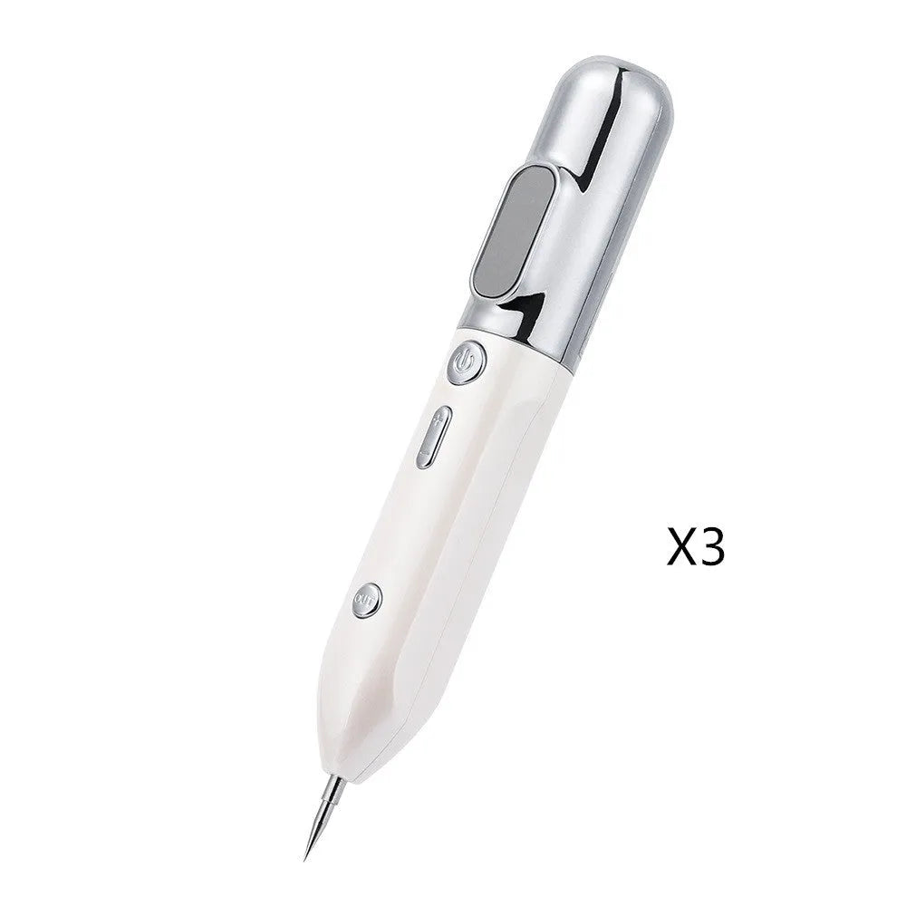 Blue light acne beauty instrument removal pen set with cooling gel and needles on a table