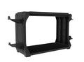 Black PS5 and Xbox Series X disc holder stand with slots for game cases and four controllers.