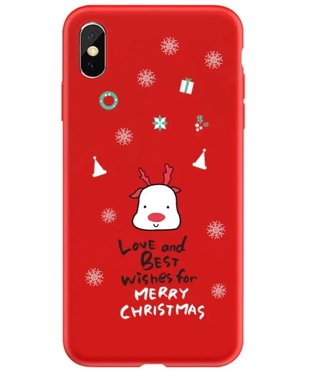 Christmas-themed painted back cover case for iPhone models 6 through XS Max.