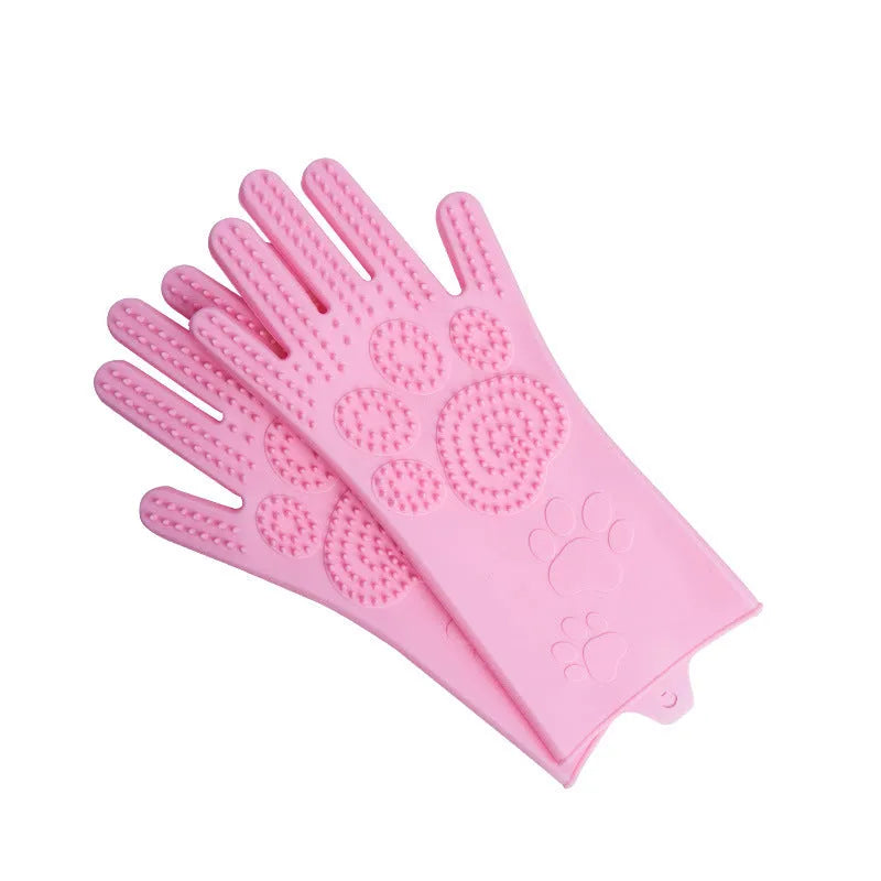 Blue silicone cleaning gloves with a textured sponge palm design for scrubbing.