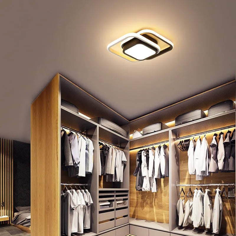 Modern Nordic style aluminium ceiling light fixture with LED in round and square shade options.
