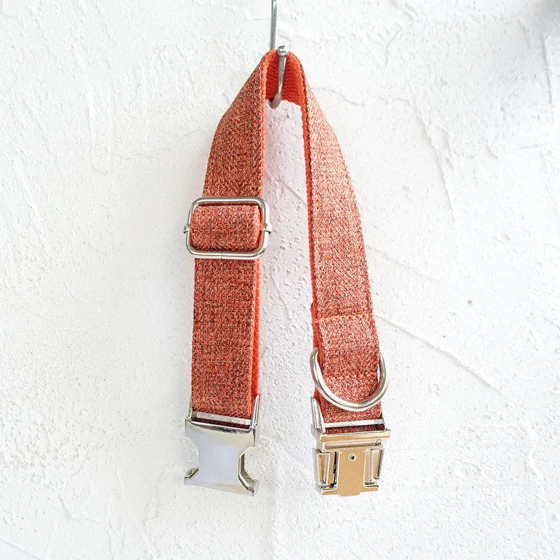 Double-layer thick polyester pet leash with adjustable dog collar and metal buckle