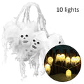 LED Halloween lights with ghost head and yarn design, 2.5 metre plastic shell string lights in colourful option