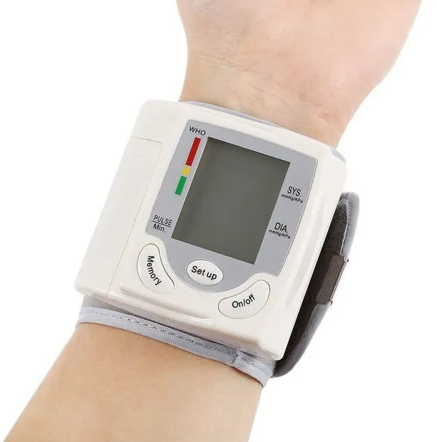Grey portable wrist blood pressure monitor with compact 70mm width design