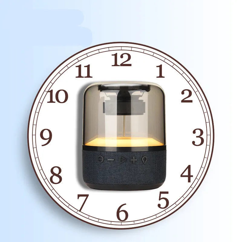 Four-colour light touch wireless Bluetooth speaker showing halo effect and control buttons.