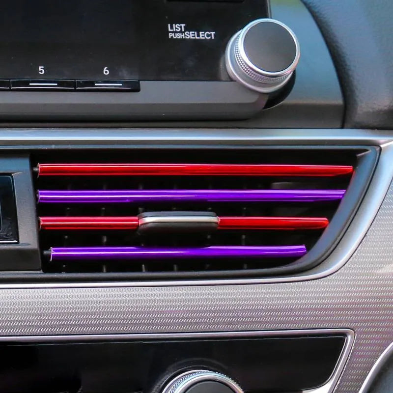 Automobile air outlet decorative strip set of 10 PVC pieces 20cm length car vent trim in multiple colours