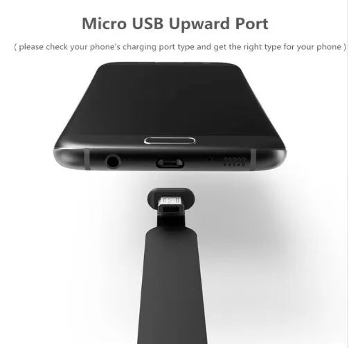 Compatible gaming phone cable with 90-degree L-shaped bend and white suction cup attached to a phone.