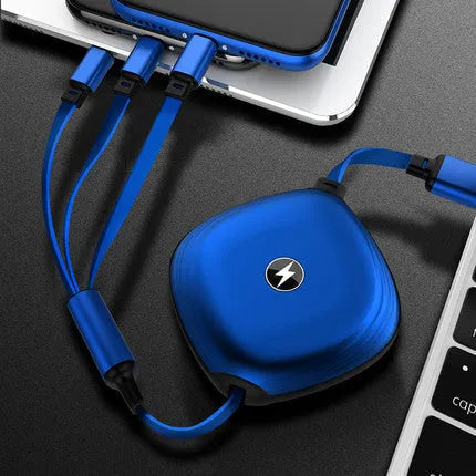 3-in-1 telescopic charging cable extended to 120 cm with titanium alloy connectors