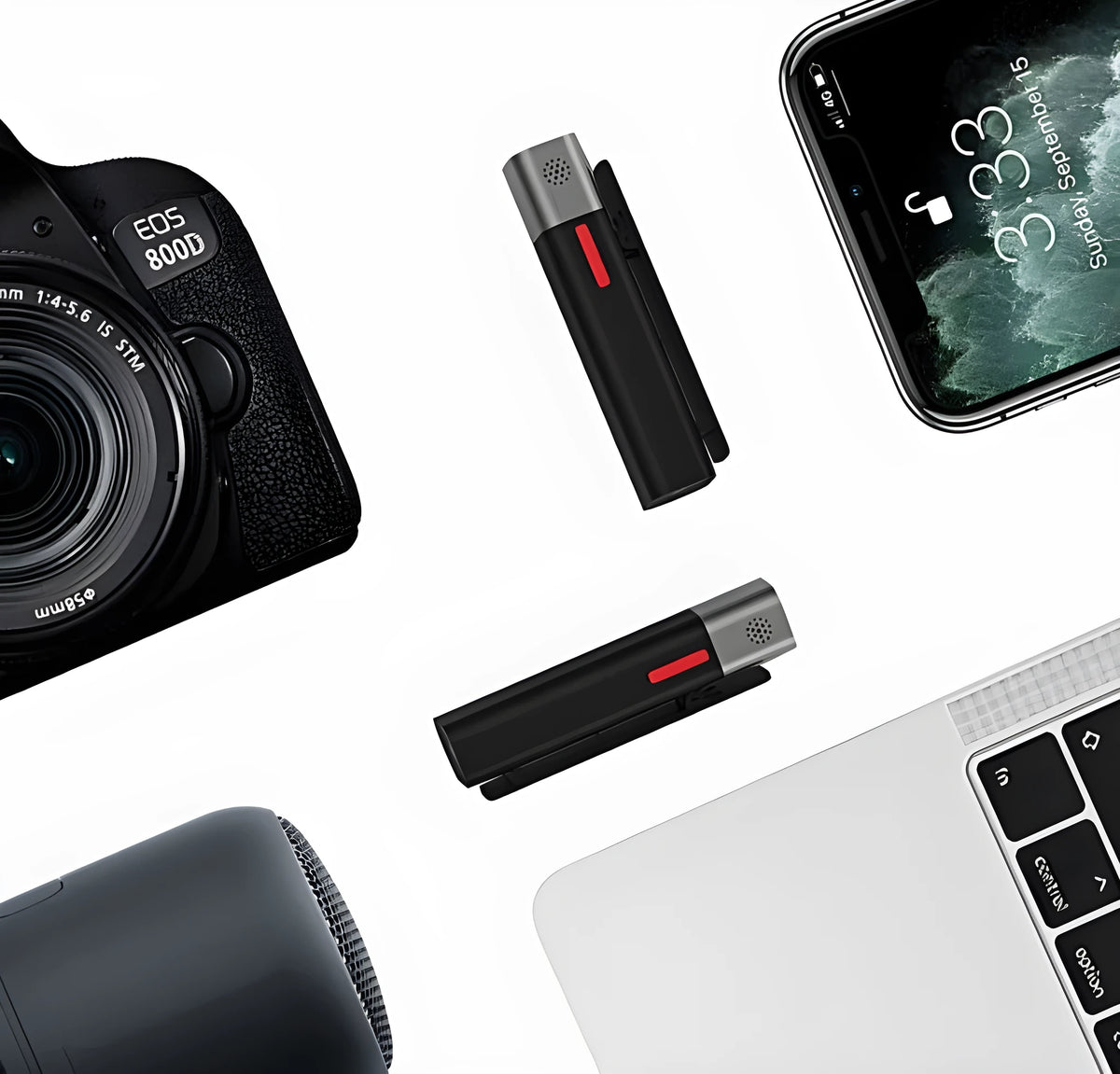 Short video recording wireless smartmike+ microphone in Black with omnidirectional pickup and noise reduction