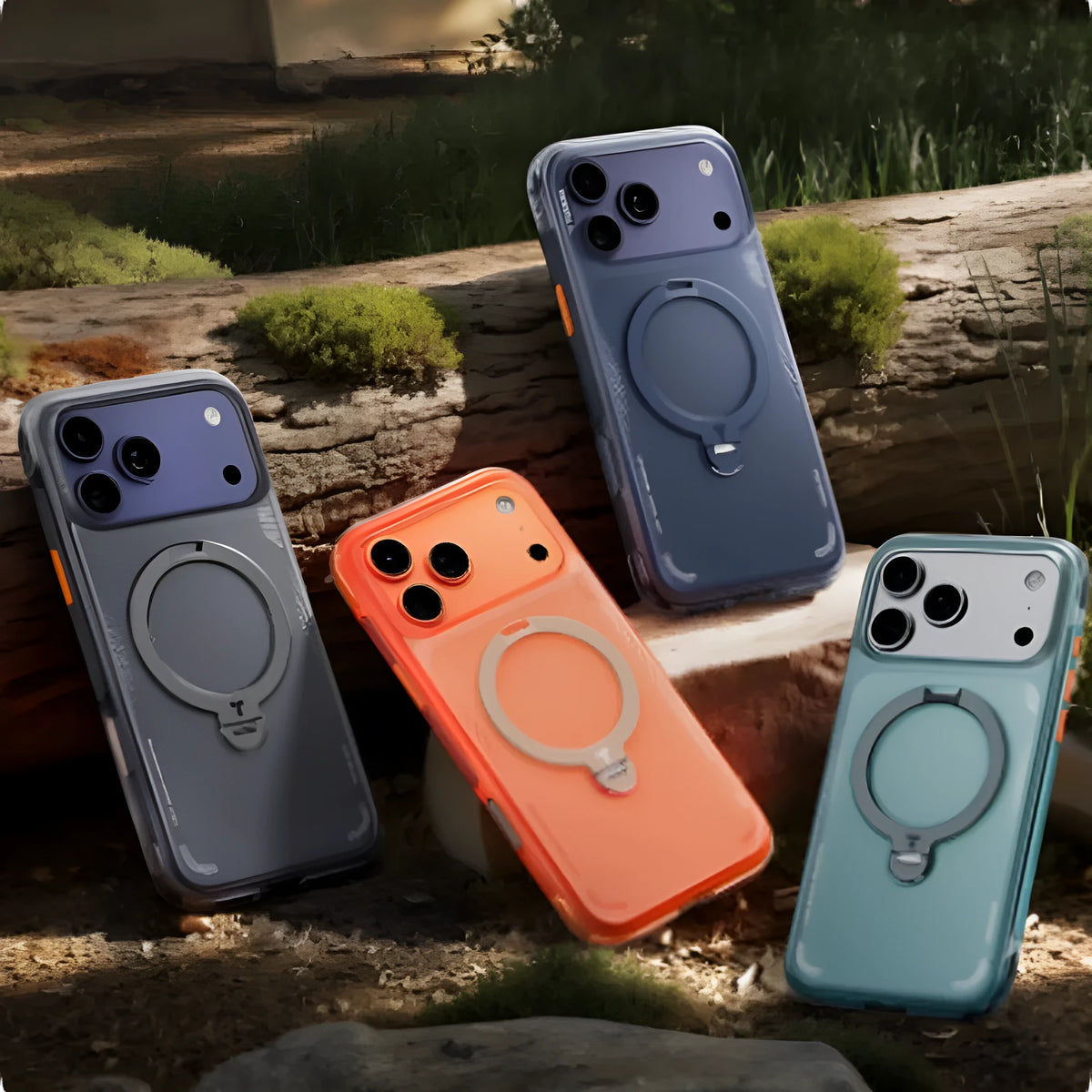 Airbag anti-fall magnetic protective case for iPhone 15 Pro Max with matte finish and camera button cover