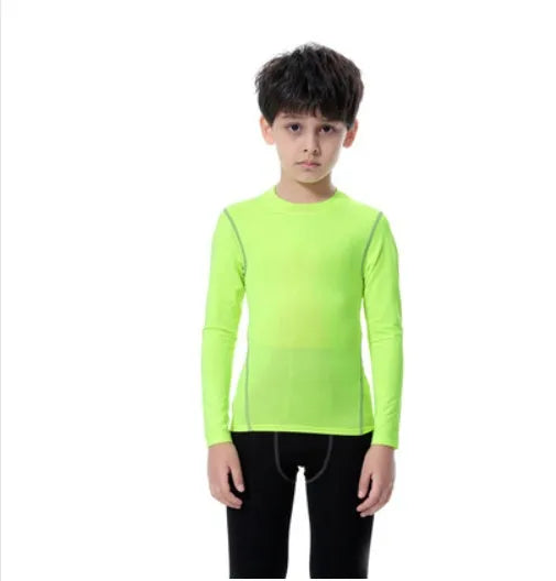 Kids sportswear set including t-shirts, shorts, and trousers in polyester spandex fabric