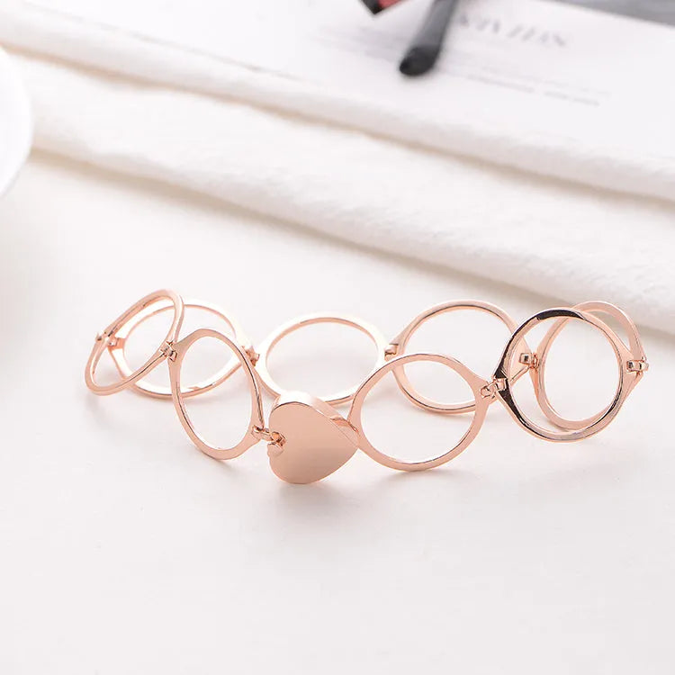Heart finger ring bracelet 2 in 1 women jewellery S925 sterling silver rose gold light yellow gold plating