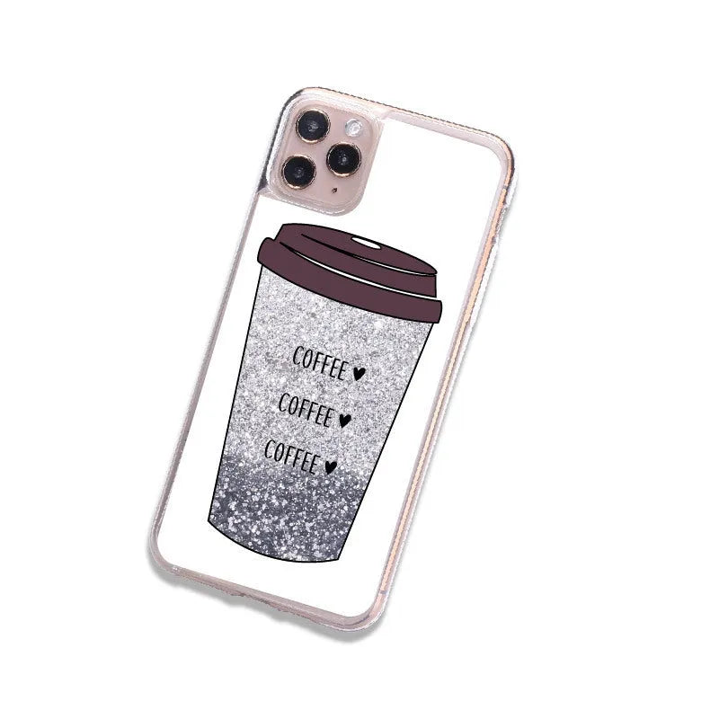 Quicksand beverage TPU phone case for Apple iPhone with moving particles and painted finish