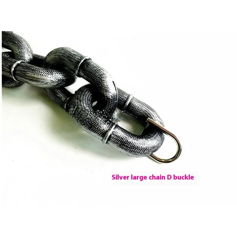 Plastic-coated iron chain dog leash with hand holding rope in antique silver colour